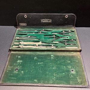 Vintage Eugene Dietzgen Company Drafting Set Compasses and Tools