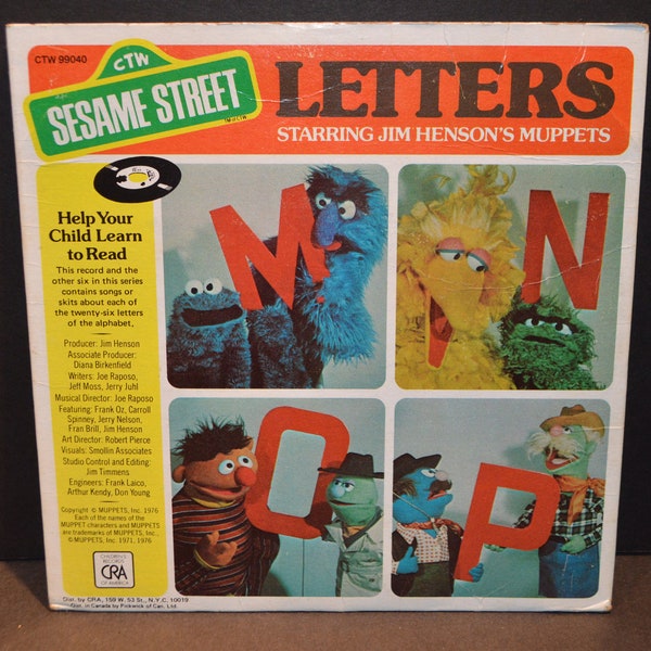 1976 Sesame Street Letters Starring Jim Henson's Muppets- 45 RPM Record-Children's Television Workshop
