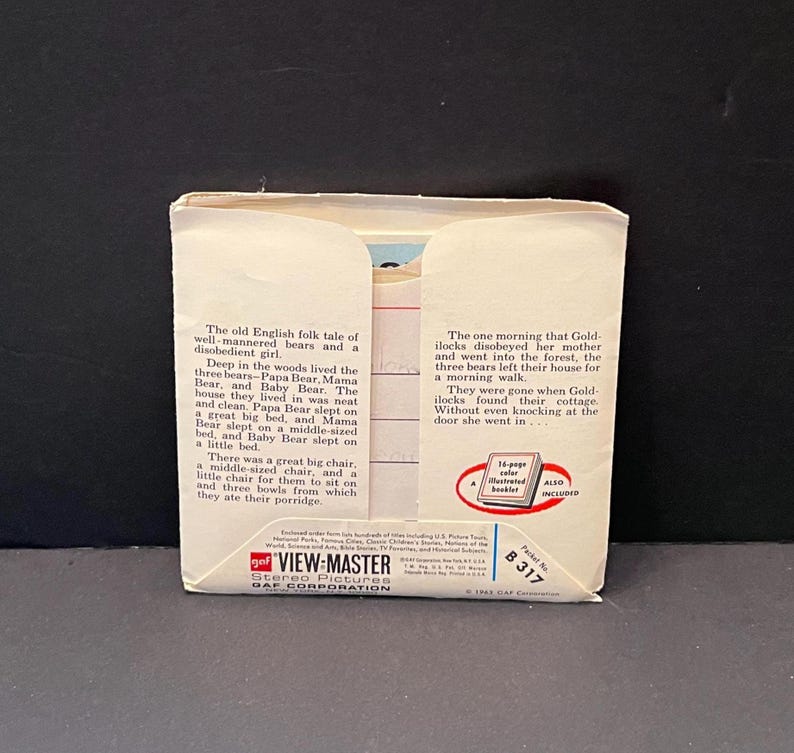 Vintage B317 1963 Goldilocks and the Three Bears GAF View Master Reels ...