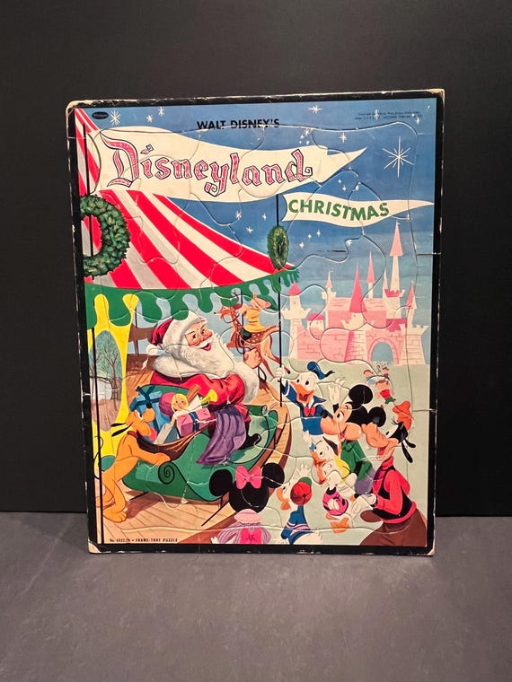 Vintage 1950's Walt Disney Frame Tray Puzzle Disneyland Christmas