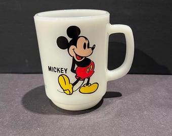 Vintage Pepsi Collector Series Disney Classic Mickey Mouse Milk Glass Mug by Anchor Hocking