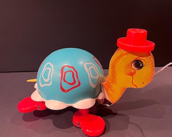 Vintage Fisher Price #773 Tip Toe Turtle Pull Toy