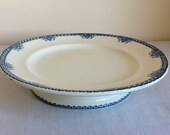 Vintage cake stand, a French dessert plate by Longwy in ironstone from the 1930s