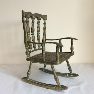 Brass rocking chair, a solid vintage brass chair ornament image 1