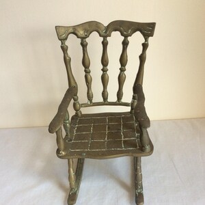 Brass rocking chair, a solid vintage brass chair ornament image 2
