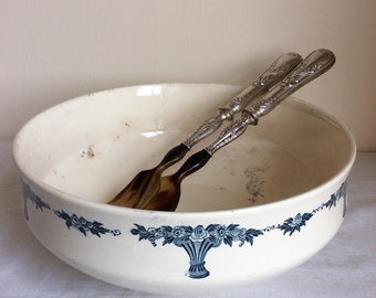 Antique salad bowl, a French porcelain serving dish