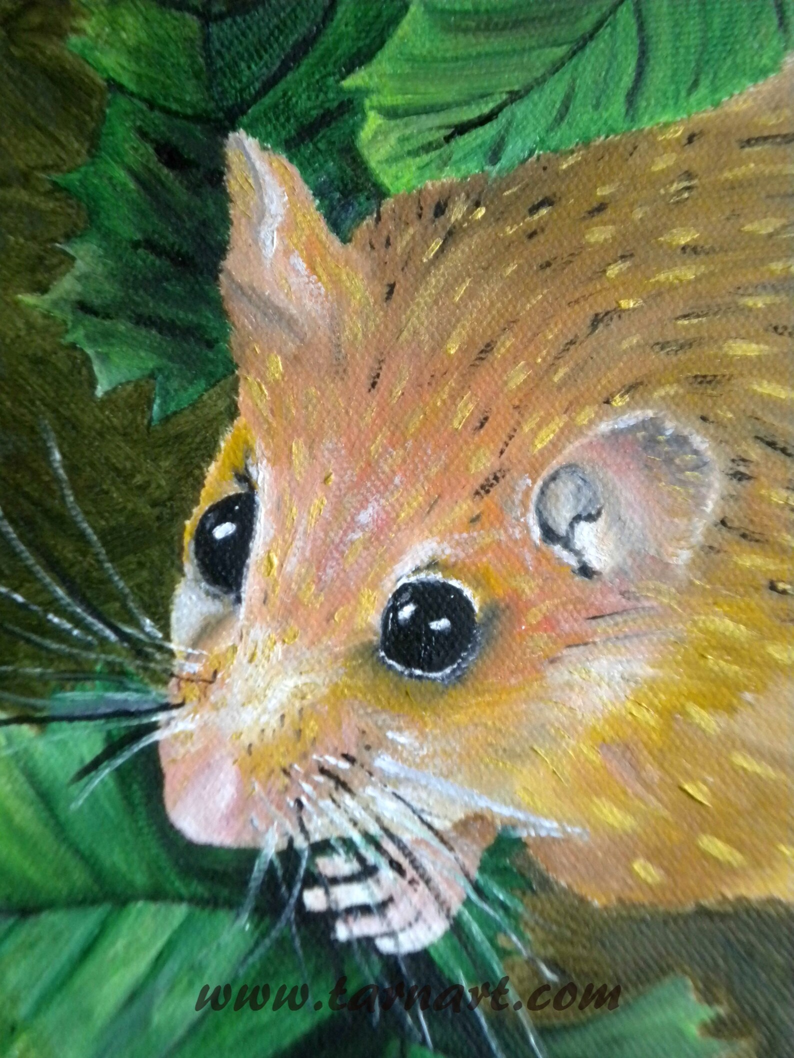 Oil painting of a mouse on a round canvas Etsy