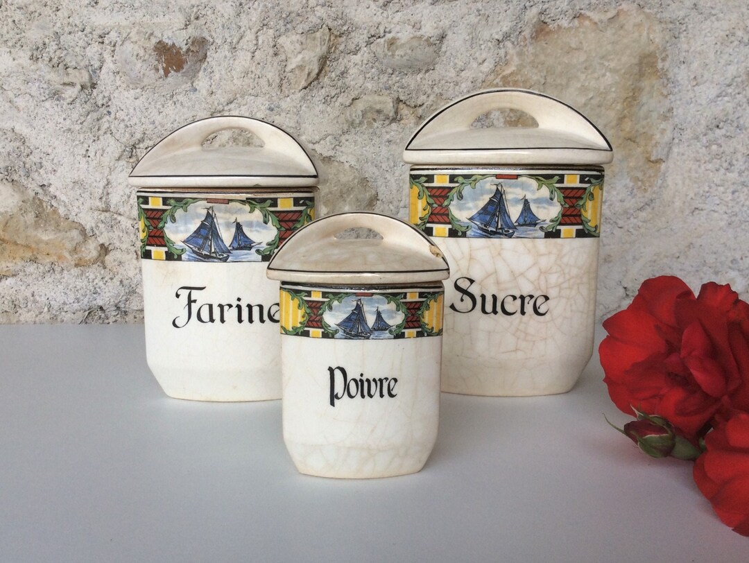 Vintage Kitchen Containers, French Storage Canisters Etsy