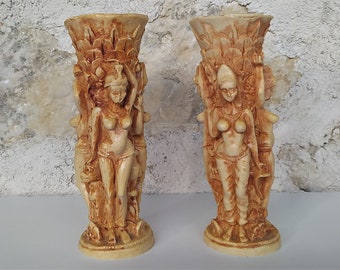 Vintage ethnic vases, resin candle holders