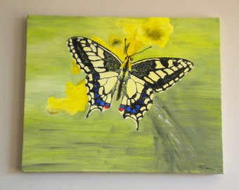 Butterfly oil painting, a contemporary painting of a swallowtail butterfly