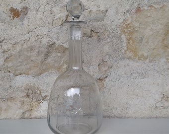Vintage wine decanter, a 50s French etched decanter