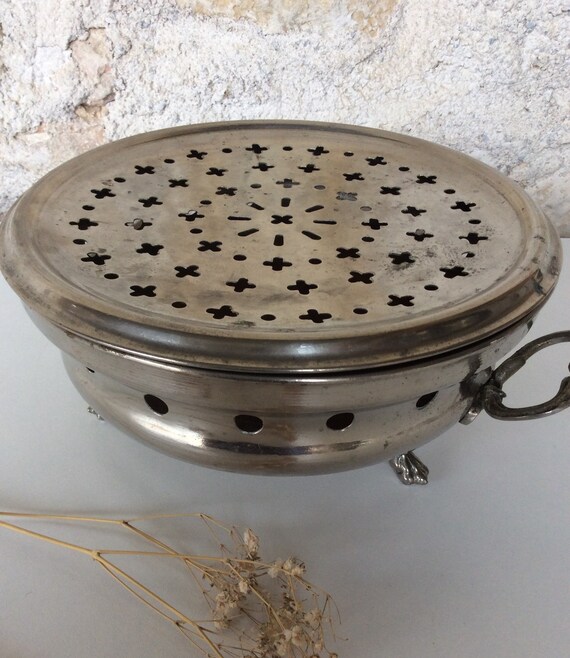 Vintage Plate Warmer, a French Silver Metal Food Warmer 