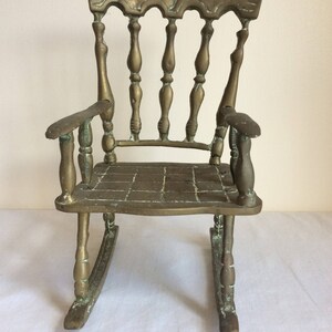 Brass rocking chair, a solid vintage brass chair ornament image 3