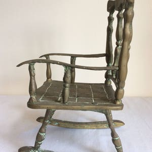 Brass rocking chair, a solid vintage brass chair ornament image 6