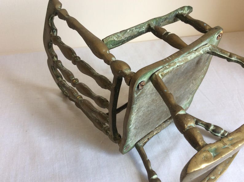 Brass rocking chair, a solid vintage brass chair ornament image 10