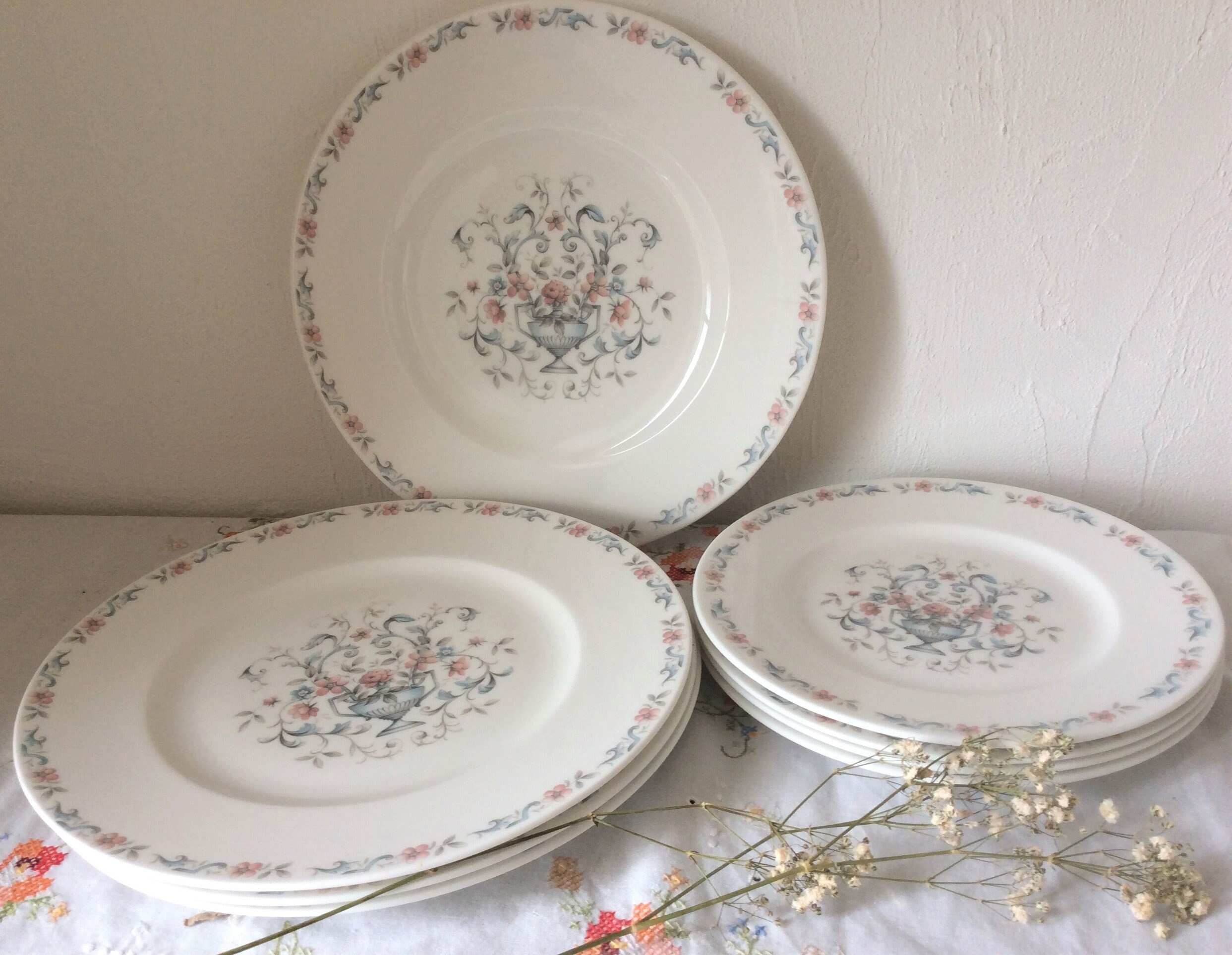 Assiettes Ridgway Pavan Vintage, Dîner en Porcelaine d'os et Assiettes à Dessert