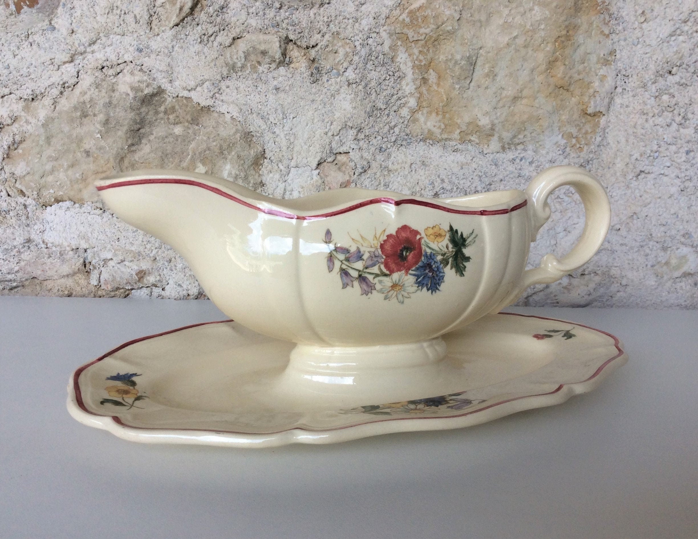 Bateau de Sauce Antique, Un Grand Bateau en Porcelaine Français