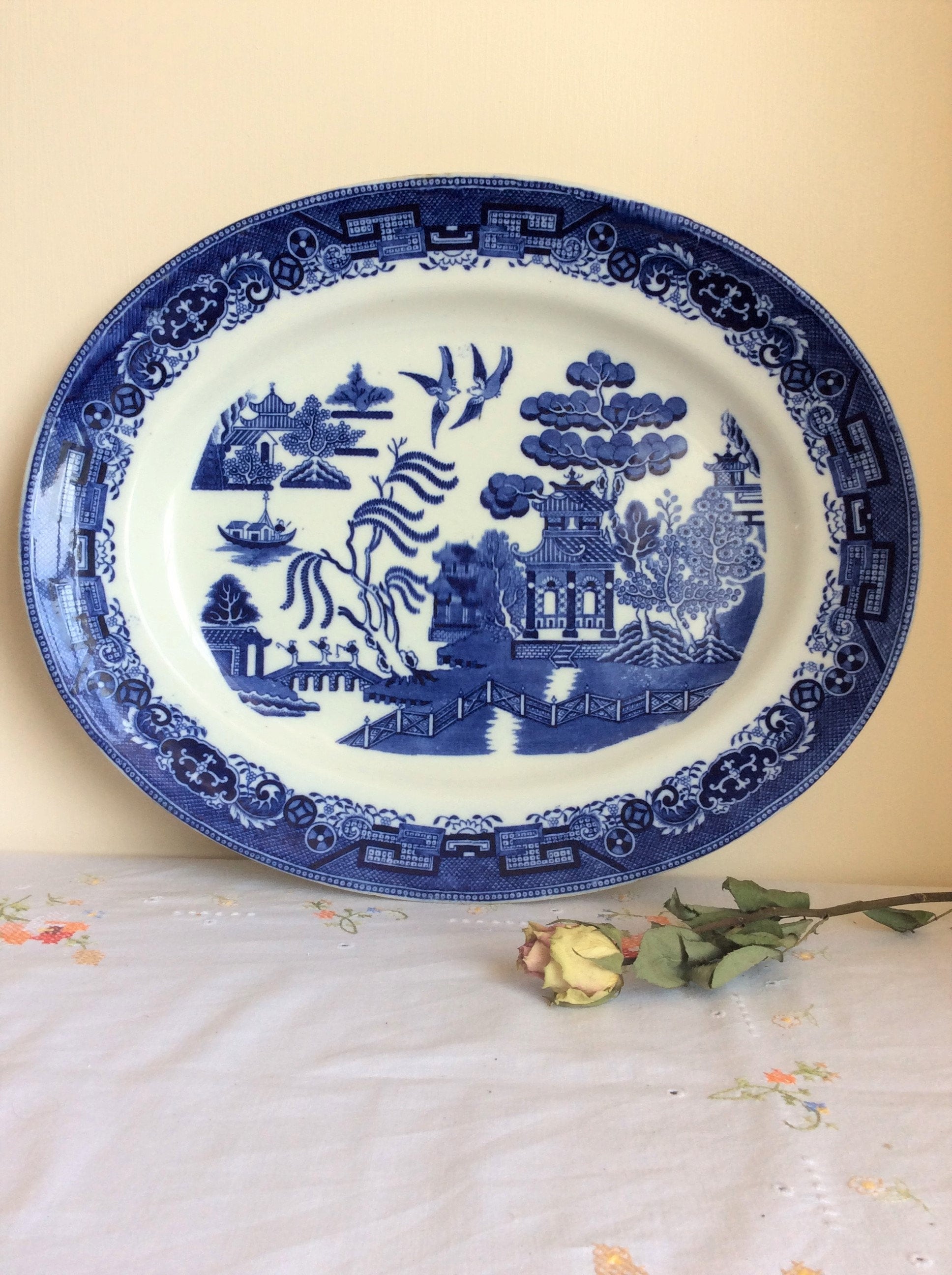 Assiette de Saule Antique Doulton, Un Plateau Du 19Ème Siècle