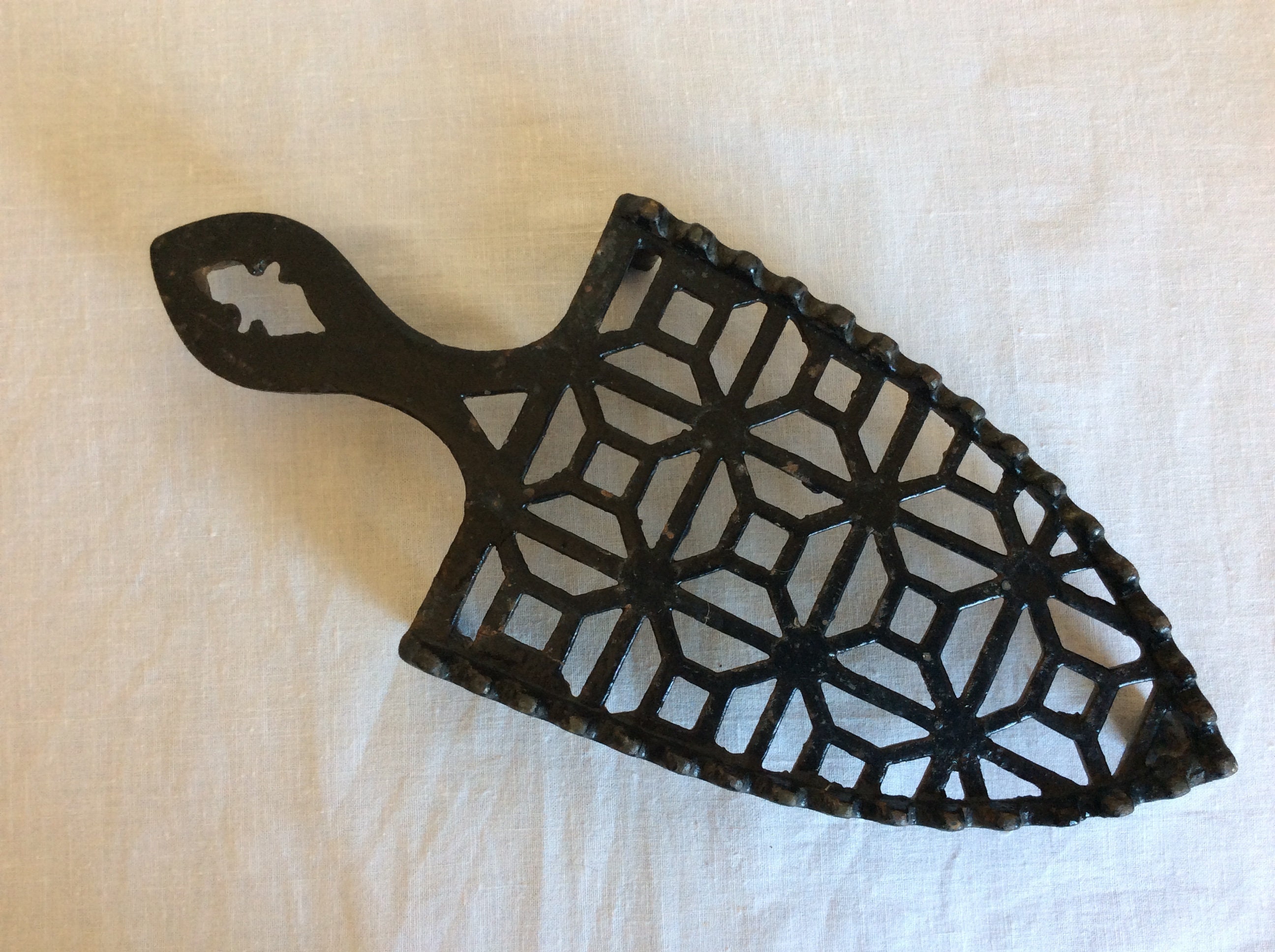 French vintage flat iron trivet in black cast iron for your Etsy