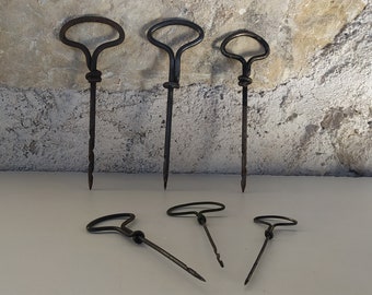 Vintage French auger bits, set of 6 woodworking gimlet bits