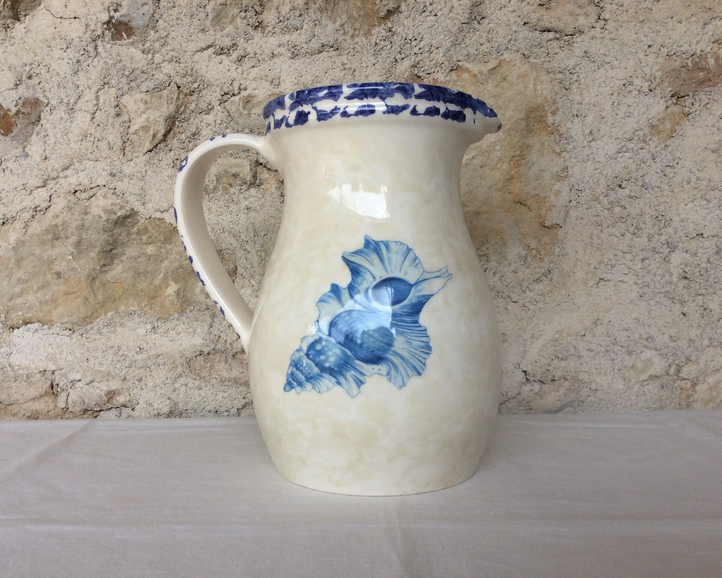 Grand Pichet Vintage, Un d'eau Bleu et Blanc Français