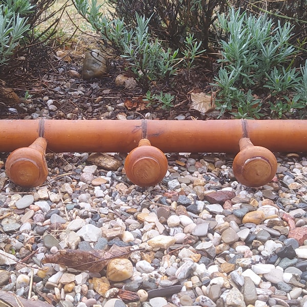 Vintage wood coat rack, a French faux bamboo 5 peg wall coat rack