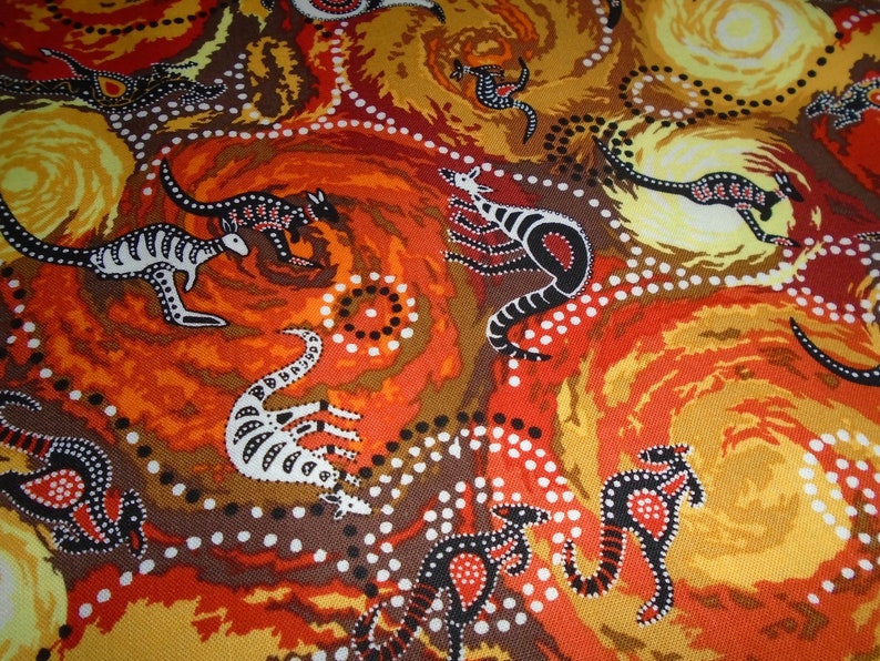 Australian Aboriginal Themed Fabric by Nutex of New Zealand Etsy
