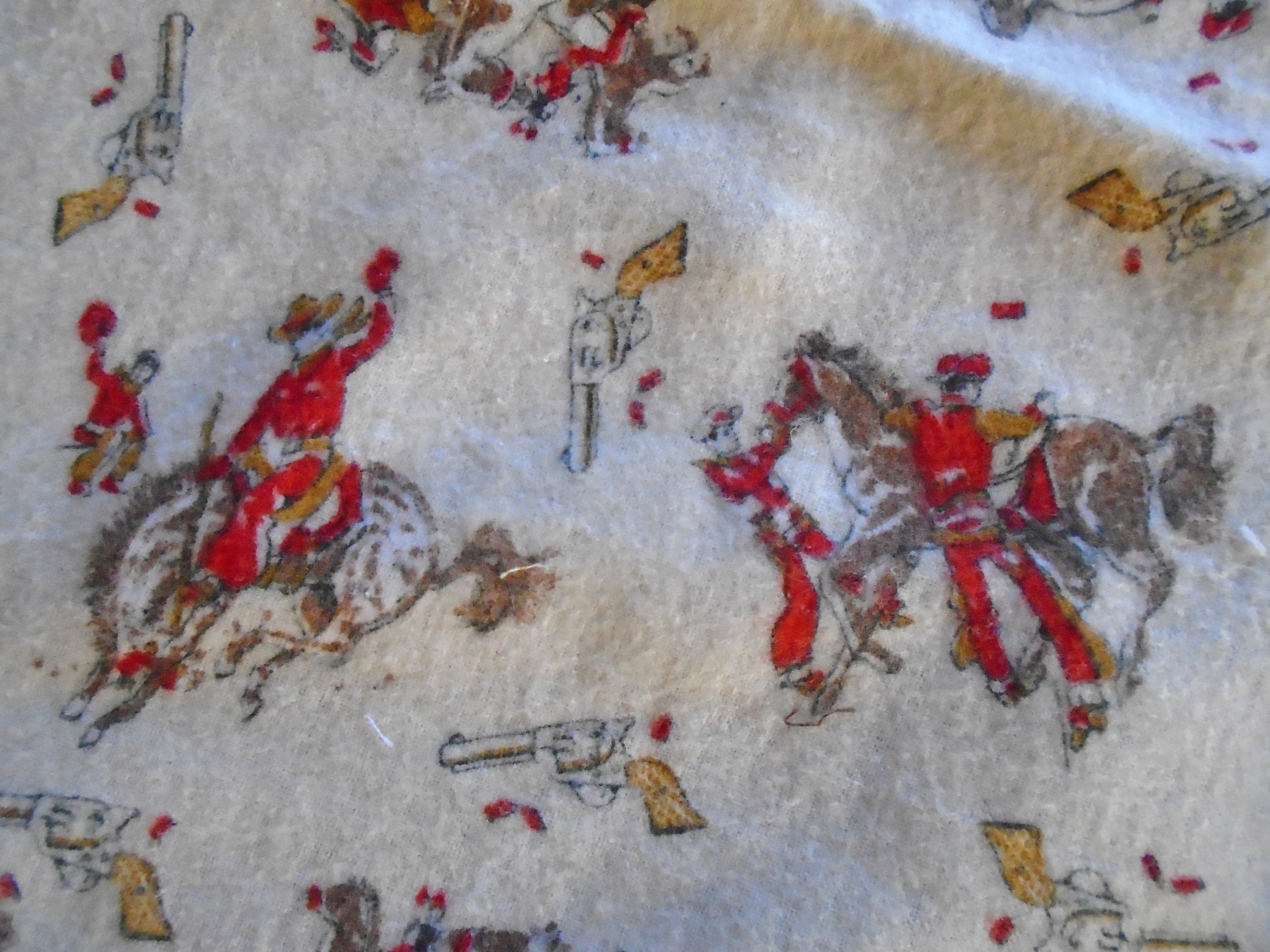 Vintage Cotton Flannel Scrap Fabric Western Themed Cowboys Etsy
