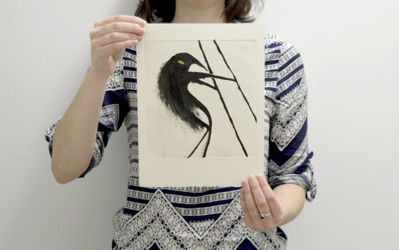 MONOPRINT ETCHING INTAGLIO Collection Waders creatures Anteater by CFTurcas
