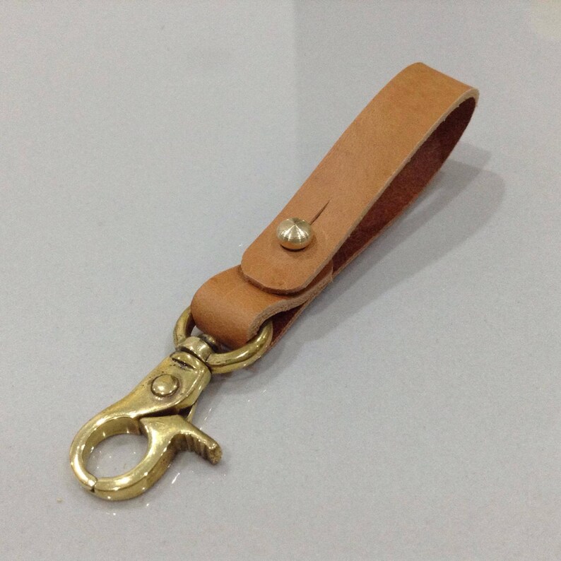 Handmade leather keychain.Soilid brass hardware. Etsy