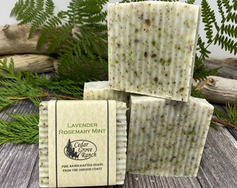 Lavender Rosemary Mint Soap, Herbal soap, flower soap, Natural Handmade Cold Process Soap Bar with shea butter and refreshing essential oils