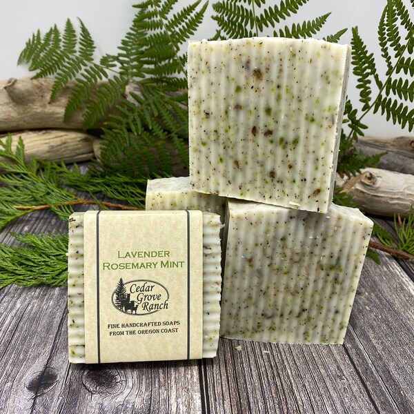 Lavender Rosemary Mint Soap, Herbal soap, flower soap, Natural Handmade Cold Process Soap Bar with shea butter and refreshing essential oils