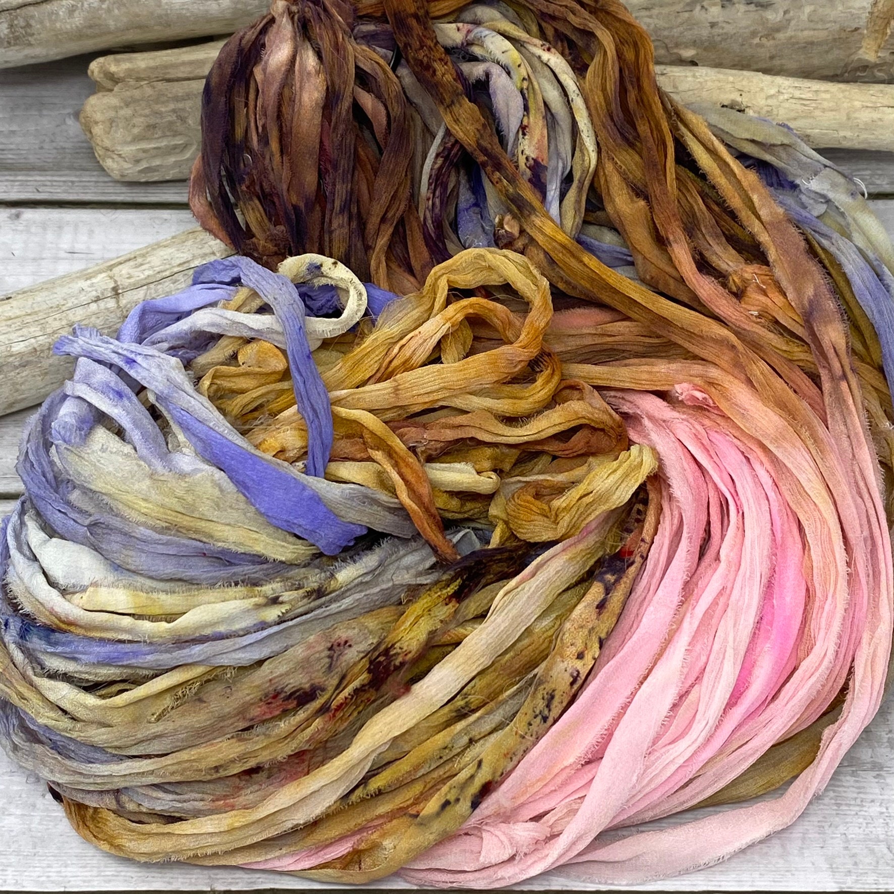 Tejido Crochet/ púrpura/Multicolours 100g/Textil/Punto Sari de seda hilo madeja Fina