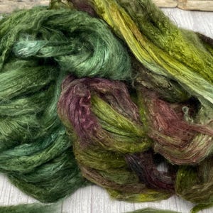 Hand Dyed Soybean Fiber: REDWOOD FOREST Colors, Spinning & Art Batts, 2 oz