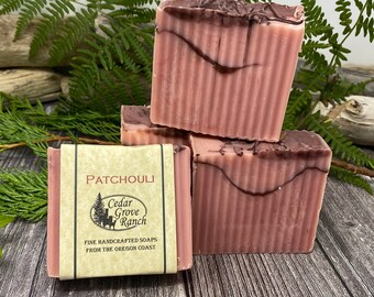 Patchouli Soap, Creamy Smooth, Natural Handmade Cold Process Bar w/Patchouli essential oil, classic hippy scent, face soap, swirl soap