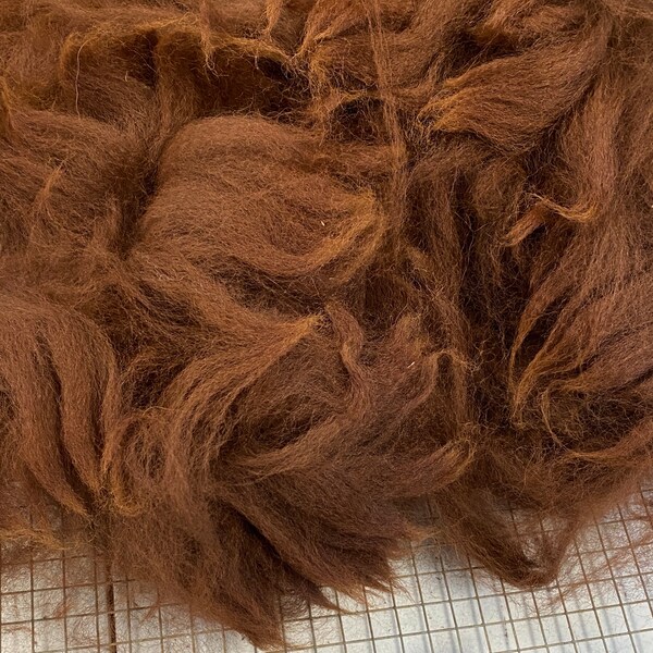 Raw Alpaca Fiber, natural cinnamon brown color, extra long alpaca fiber, Huacaya, felting or spinning fiber, Soft Prime Blanket, 4 ounces