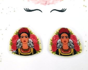 Boucles d'oreilles Frida Khalo acier inoxydable minimaliste / Boucles d'oreilles femme / Sans allergie