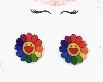 Boucles d'oreilles fleurs en acier inoxydable minimaliste / Boucles d'oreilles petite fille / Sans allergie / Boucles d'oreilles enfants