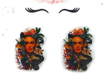 Boucles d'oreilles Frida Khalo acier inoxydable minimaliste / Boucles d'oreilles femme / Sans allergie