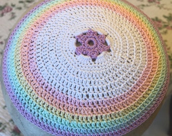 Pastel rainbow kippah yarmulke lgbtq unicorn colors jewnicorn or YOUR colors bat mitzvah baby naming. Always CUSTOM crocheted just for you.