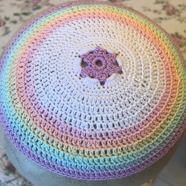 Pastel rainbow kippah yarmulke lgbtq unicorn colors jewnicorn or YOUR colors bat mitzvah baby naming. Always CUSTOM crocheted just for you.