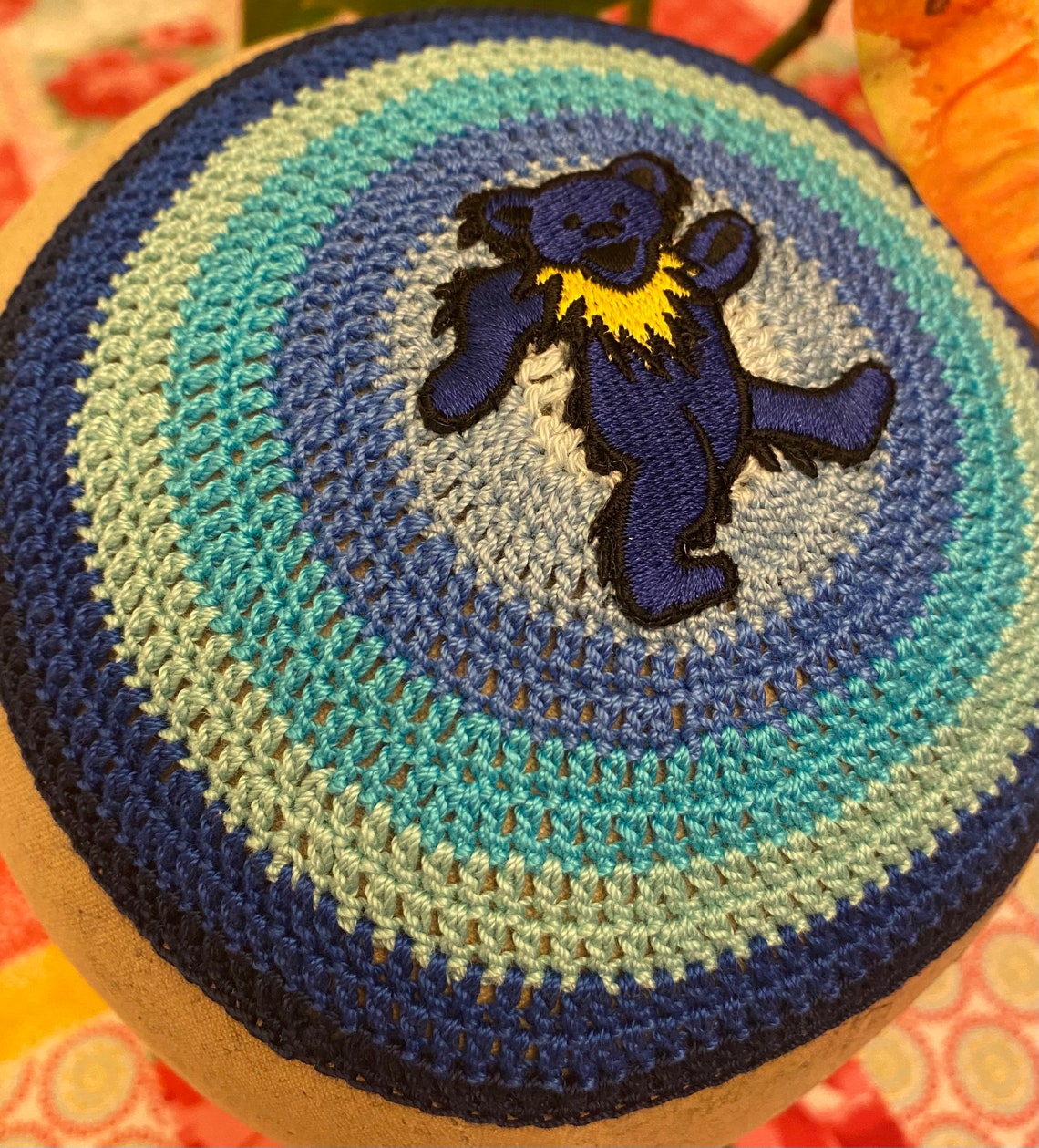 Grateful Dead inspired deadhead kippah hand crocheted with Etsy