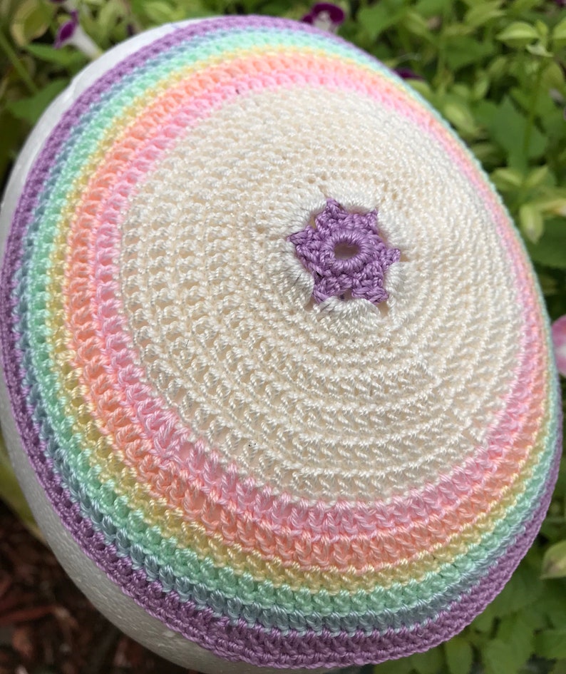 Pastel rainbow kippah yarmulke unicorn colors jewnicorn or image 0