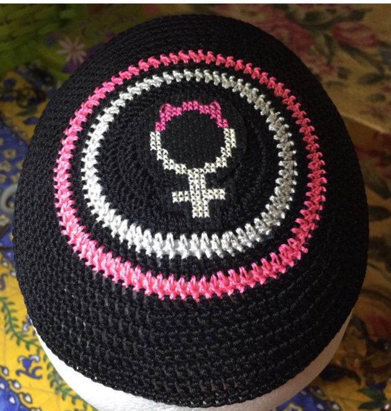 Black Lives Matter kippah yarmulke hand crocheted and cross image 3