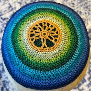 Kippah Tree of life etz Chaim flower of life tu bishvat yarmulke hand crocheted of all cotton thread custom made in YOUR colors for you.