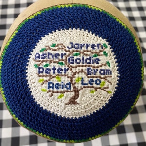 Kippah Tree of life etz Chaim flower of life tu bishvat yarmulke hand crocheted of all cotton thread custom made in YOUR colors for you. image 7