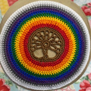 Kippah Tree of life etz Chaim flower of life tu bishvat yarmulke hand crocheted of all cotton thread custom made in YOUR colors for you. image 4