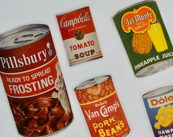 Refrigerator Magnets - Vintage Canned Goods - Set of 5