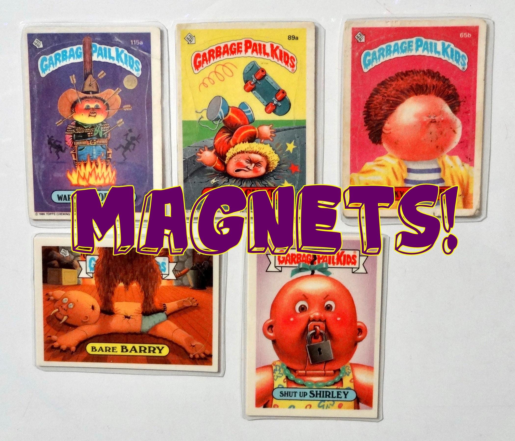Garbage Pail Kids Magnets (set of 5) Warmin' Norman, Hurt Curt, Cheeky Charles, Bare Barry, Shut Up Shirley