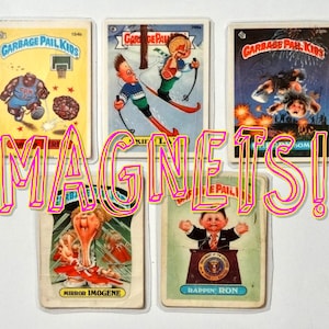 Garbage Pail Kids Magnets (set of 5) Dribblin Derek, Skiin Ian, Cherry Bomb, Rappin Ron, Mirror Imogene